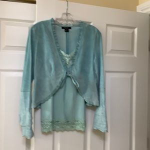 Karen Karen ensemble .  Leather Jacket is a S and matching tank a M